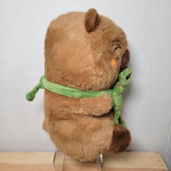Cute Capybara Plush w/ Hugging Frog Friend - Picture 2 of 5